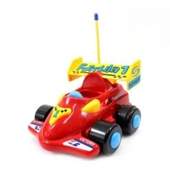 Insten Remote Control Cartoon Race Formula Car with Music, Lights & Action Figure, RC Baby Toys for Toddler & Kids, 4" Red