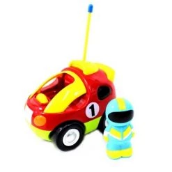 Insten Remote Control Cartoon Race Car with Music, Lights & Action Figure, RC Baby Toys for Toddler & Kids, 4" Red