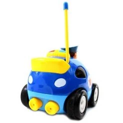 Link Worldwide Link 4" Cartoon RC Police Car with Music, Lights & Action Figure, Remote Control Toy for Toddlers & Kids | Blue