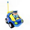Insten Remote Control Cartoon Police Car with Music, Lights & Action Figure, RC Baby Toys for Toddler & Kids, 4" Blue