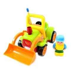 Insten Remote Control Cartoon Construction Truck with Music, Lights & Action Figure, RC Baby Toys for Toddler & Kids, 4" Green