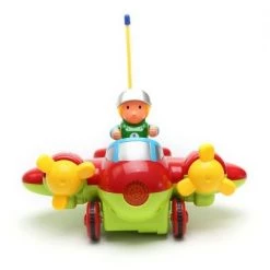 Insten Remote Control Cartoon Airplane with Music, Lights & Action Figures, RC Baby Toys for Toddler & Kids, Red