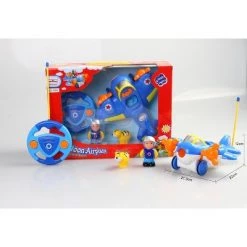 Link Worldwide Link Cartoon RC Airplane Lightning Fast,Colorful & Bright, Honks & Plays Music Great Gift For Kids - Blue