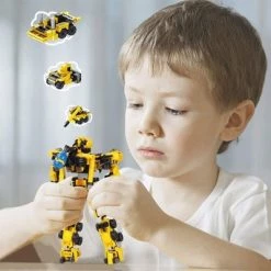 PANLOS 12 in 1 Construction Vehicles Truck Robot Toy Model Educational Carton Kids Building Blocks Brick Set for Ages Above 6, Yellow -Vehicles & Remote Control Sales unnamed file 221