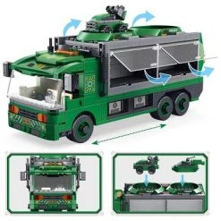 PANLOS 6 in 1 Vehicles Truck Robot Toy Model Educational Construction Carton Kids Building Blocks Brick Set for Ages Above 6, Green
