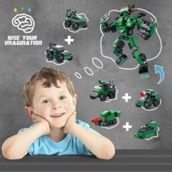 PANLOS 6 in 1 Vehicles Truck Robot Toy Model Educational Construction Carton Kids Building Blocks Brick Set for Ages Above 6, Green -Vehicles & Remote Control Sales unnamed file 232