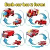 PANLOS 19 in 1 Vehicles Fire Truck Robot Toy Model Educational Construction Carton Kids Building Blocks Brick Set for Ages Above 6, Red