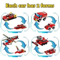 PANLOS 19 in 1 Vehicles Fire Truck Robot Toy Model Educational Construction Carton Kids Building Blocks Brick Set for Ages Above 6, Red -Vehicles & Remote Control Sales unnamed file 236