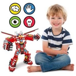 PANLOS 19 in 1 Vehicles Fire Truck Robot Toy Model Educational Construction Carton Kids Building Blocks Brick Set for Ages Above 6, Red -Vehicles & Remote Control Sales unnamed file 237