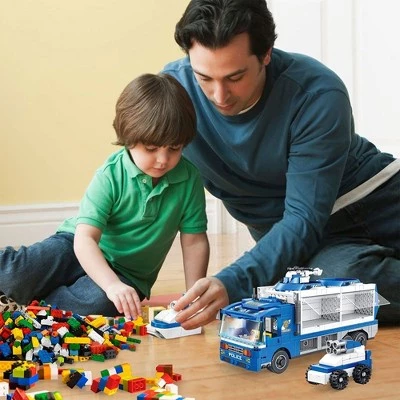 PANLOS 6 in 1 Vehicles Police Truck Robot Toy Model Educational Construction Carton Kids 653 Pieces Building Blocks Brick Set for Ages Above 6, Blue 4 PANLOS 6 in 1 Vehicles Police Truck Robot Toy Model Educational Construction Carton Kids 653 Pieces Building Blocks Brick Set for Ages Above 6, Blue - Image 4