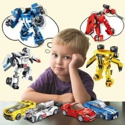 PANLOS 8 in 1 Car Racing Robot Toy Model Educational Construction Carton Kids Building Blocks Brick Set for Ages Above 6, Multicolor -Vehicles & Remote Control Sales unnamed file 285