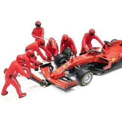 Formula One F1 Pit Crew 7 Figurine Set Team Red for 1/18 Scale Models by American Diorama