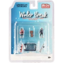 "Winter Break" Diecast Set of 6 pieces (2 Figurines and 4 Accessories) for 1/64 Scale Models by American Diorama