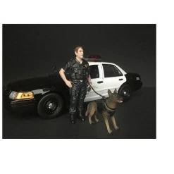 Police Officer Figure with K9 Dog Unit I for 1/24 Scale Models by American Diorama