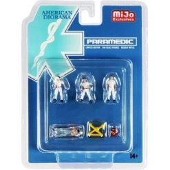 "Paramedic" 6 piece Diecast Set (4 Figurines and 2 Accessories) for 1/64 Scale Models by American Diorama