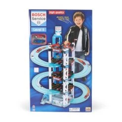 Theo Klein Bosch Interactive Toy Car Park 5 Level Full Service Racing Parking Garage Play Set with 2 Cars Included for Kids Ages 3 Years Old and Up