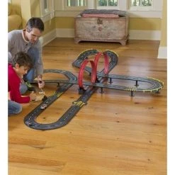 HearthSong 34’L Super Loop Speedway Customizable Race Car Track with Two Race Cars