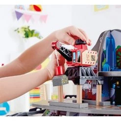 Hape Kids Wooden Railway Cargo Multi Level Train Station Mighty Mountain Mine Toy Play Set with Waterfall Tunnel, Bridge, and Crane -Vehicles & Remote Control Sales unnamed file 3963