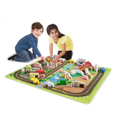 Melissa & Doug Deluxe Activity Road Rug Play Set with 49pc Wooden Vehicles and Play 1 Melissa & Doug Deluxe Activity Road Rug Play Set with 49pc Wooden Vehicles and Play