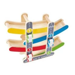 Hape Fast Flip Racetrack Kid's Colorful Multi Layered Wooden Race Car Toy Set for Ages 2 Years and Older