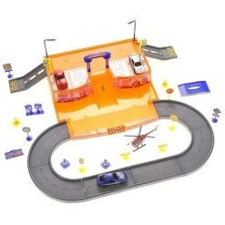 Link Worldwide Deluxe Super Parking Garage Diecast Racing Playset Comes With 3 Cars And 1 Helicopter - Hours Of Fun!!!