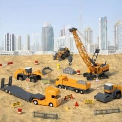 iPlay, iLearn, Construction Vehicle Playset, Includes Crane, Dump Truck, Cargo Transport, Bulldozer and Roller, 50+ Pieces, Ages 3-10 -Vehicles & Remote Control Sales unnamed file 4285