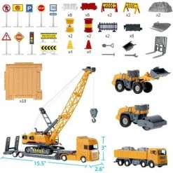 iPlay, iLearn, Construction Vehicle Playset, Includes Crane, Dump Truck, Cargo Transport, Bulldozer and Roller, 50+ Pieces, Ages 3-10 -Vehicles & Remote Control Sales unnamed file 4286