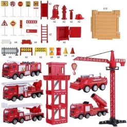 iPlay, iLearn, Fire Truck and Emergency Rescue Playset, Includes 5 Trucks, 2 Structures, Plus Accessories, 50+ Pieces, Ages 3 and Up -Vehicles & Remote Control Sales unnamed file 4291
