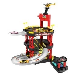 Qaba 3-Level Parking Garage Toy Car Playset with Racetrack, Helicopter Ramp, Elevator, and Cars for Boys and Girls -Vehicles & Remote Control Sales unnamed file 4294