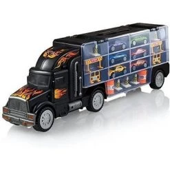 Play22usa Toy Truck Transport Car Carrier - Includes 6 Toy Cars & Accessories