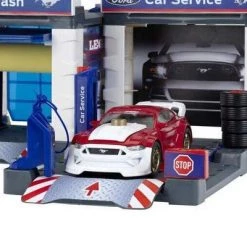 Theo Klein Premium Realistic Creative Imaginative Play 2019 Ford Mustang Toy Service Station with Functional Washing Brushes, Multicolor