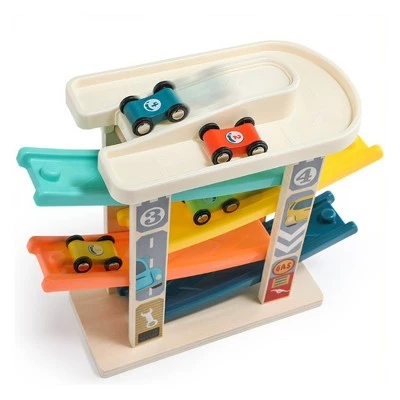 Top Bright Topbright Toys 4 Level Ramp Racer Tower with 4 Wooden Race Cars Vehicle Playset for Toddlers to Promote Hand Eye Coordination and Creative Learning 2 Top Bright Topbright Toys 4 Level Ramp Racer Tower with 4 Wooden Race Cars Vehicle Playset for Toddlers to Promote Hand Eye Coordination and Creative Learning - Image 2