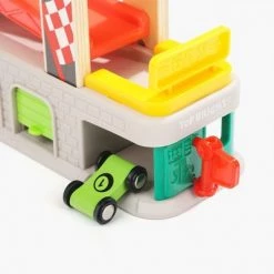 Top Bright Topbright City Ramp Racetrack Toy for Toddlers with 4 Multi-Colored Wooden Cars, 4 Numbered Ramps, 3 Garages, Gas Station with Pump and Parking Lots