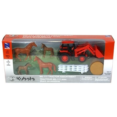 New-Ray New Ray 1/32 Kubota Farm Tractor and Horses Set SS-15835A 1 New-Ray New Ray 1/32 Kubota Farm Tractor and Horses Set SS-15835A