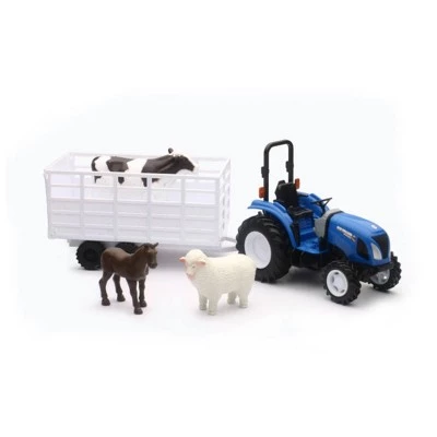 New-Ray New Ray 1/20 New Holland Boomer 55 Tractor with Wagon and Animals 05735A 1 New-Ray New Ray 1/20 New Holland Boomer 55 Tractor with Wagon and Animals 05735A