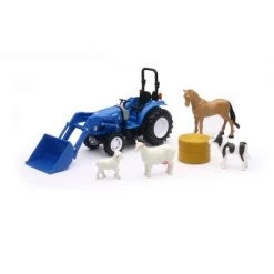 New-Ray New Ray 1/20 New Holland Boomer 55 with Loader, Animals and Bale 05735B
