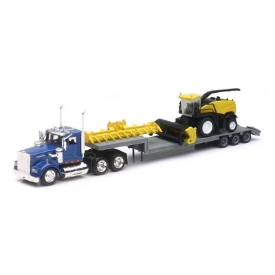 New-Ray New Ray 1/43 Kenworth W900 with Lowboy & New Holland Harvester 16133 1 New-Ray New Ray 1/43 Kenworth W900 with Lowboy & New Holland Harvester 16133