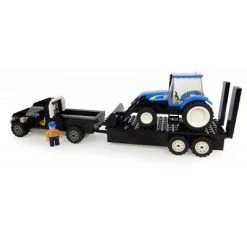 Universal Hobbies Truck, Trailer and New Holland Tractor with Loader and Farmer 231 Pc Block Set IMX39607