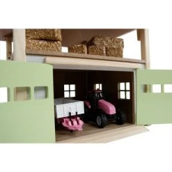 Kids Globe 1/32 PINK Wooden Hay Barn with Loft and Adjustable Roof by Kids Globe 610085