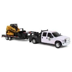 Big Country Toys 1/20 Ford F-350 Flatbed Dually w/ Gooseneck Trailer & Skid Steer Loader 474-450-Set