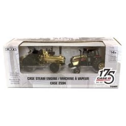 Case IH GOLD- 1/64 CASE 175th Anniversary 2594 & Steam Engine 2 Piece Set 44109a-Gold