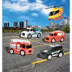 Maxx Action Deluxe Vehicles - Mini Construction and Rescue with Play Mat - 10 pk