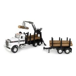TOMY Big Farm Peterbilt Model 367 Logging Truck with PUP Trailer & Logs