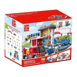 Select marketplaces Hape Emergency Services HQ 2 In 1 Police and Fire Station Complete Play Toy Set with Vehicles and Action Figures -Vehicles & Remote Control Sales unnamed file 5700
