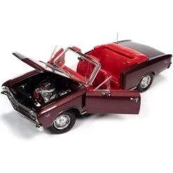 Auto World 1967 Chevrolet Chevelle SS 396 Convertible Madiera Maroon Metallic with Red Interior (MCACN) 1/18 Diecast Model Car by Autoworld