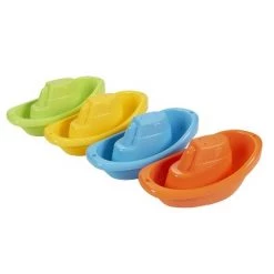 Blue Panda Bath Toy Boats - 12 Pack of Stackable Plastic Kids Tugboats for Bathtub in Orange, Green, Yellow, Blue, Ages 3 and Up