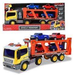 Maxx Action Lights & Sounds Construction Excavator Semi Truck and Trailer Transport