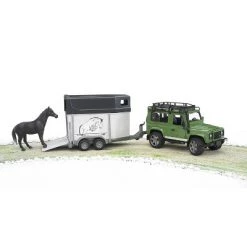 Bruder Land Rover Defender Station Wagon With Horse Trailer And 1 Horse