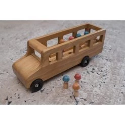 Remley Wooden Toy School Bus with Little People CPSIA Kid Safe Finish