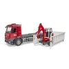 Bruder MB Arocs Truck with Roll-Off-Container with Mini Excavator